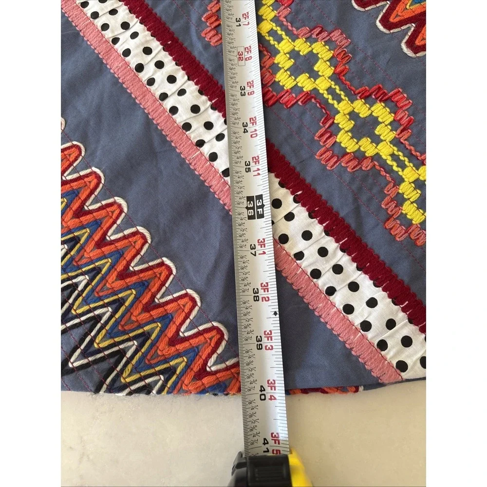 TORY BURCH Sz 2 CLEMENTE Bohemian MAXI Skirt Chevron Boho Embroidered‎ Patchwork